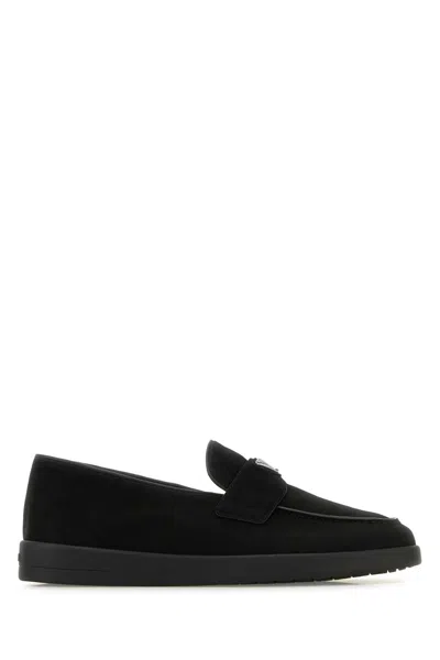 Prada Suede Loafers In Black