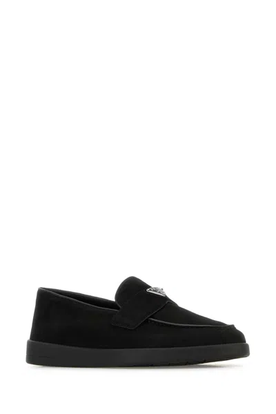 Prada Suede Loafers In Black