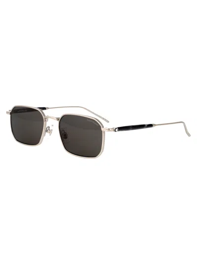 Montblanc Silver-silver-grey Metal Sunglasses In Gray