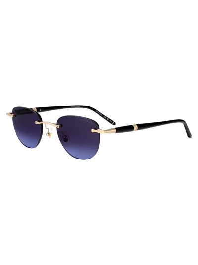Montblanc Round Sunglasses Mb0412 S 006 In Blue