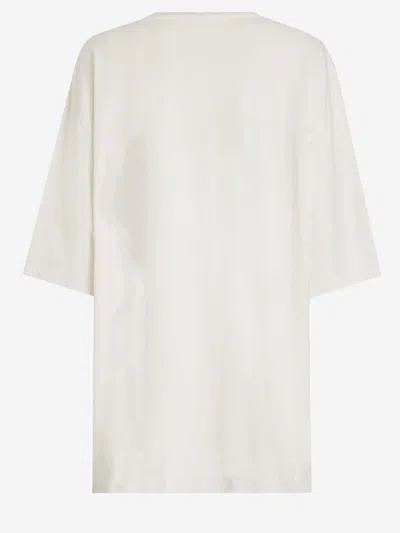 Dolce & Gabbana Women White Crew Neck T-shirt With Maxi Print On The Front In Cotton Woman In Multi