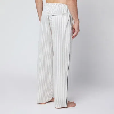 Tekla Brown And White Striped Pyjama Trousers In White