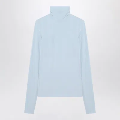 Sportmax Light Blue Jersey Knit Turtleneck Sweater In Blue