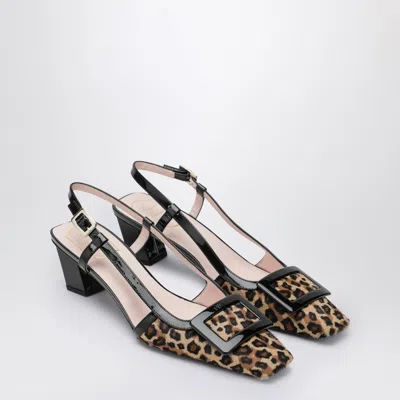 Roger Vivier Belle Vivier Leopard Print Print Pony Skin Backback In Sand