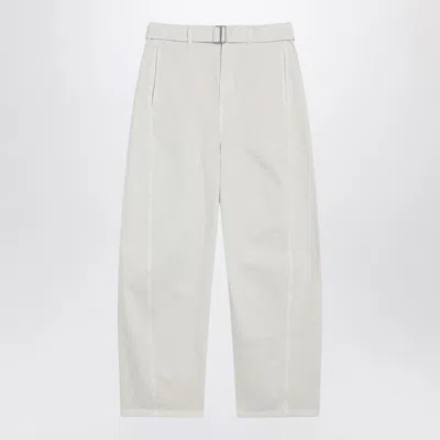 Lemaire Twisted Belted High-rise Barrel-leg Jeans In Blue
