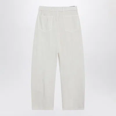 Lemaire Twisted Belted High-rise Barrel-leg Jeans In Blue