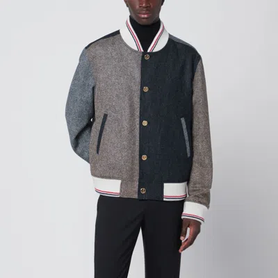 Thom Browne Wool Bomber Jacket With Color Block Design In Black