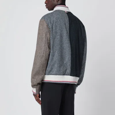Thom Browne Wool Bomber Jacket With Color Block Design In Black