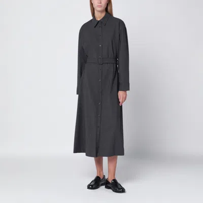 P.a.r.o.s.h . Anthracite Grey Belted Shirt Dress In Gray