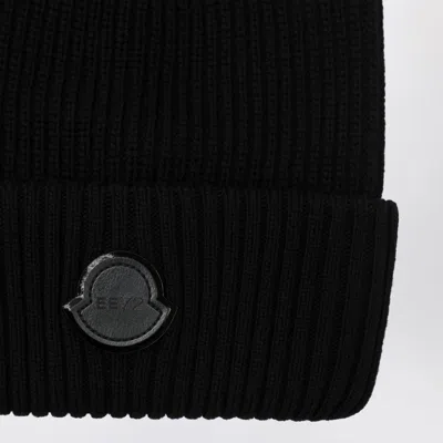 Moncler X Edward Enninful Black Wool Beanie In Black