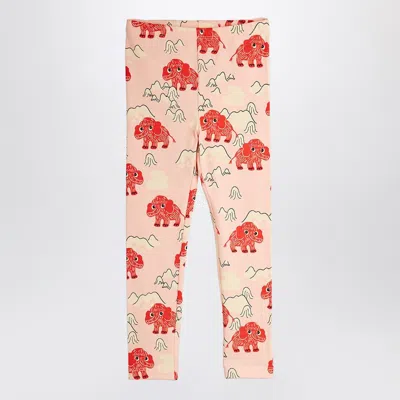 Mini Rodini Pink Leggings With Mammoth Print In Multi