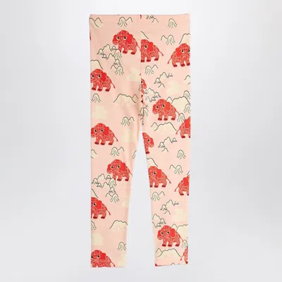 Mini Rodini Pink Leggings With Mammoth Print In Multi