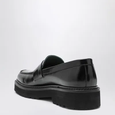 Vinny's Vinnys Black Leather Peeters Moccasins In Black