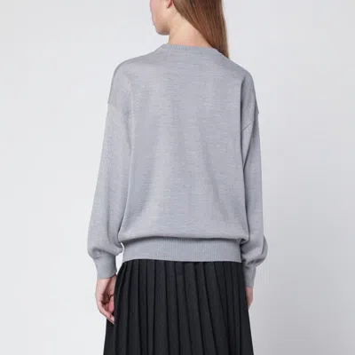 Moschino Grey Wool Sweater With Intarsia Logo In Gray