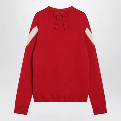 Valentino Garavani Intarsia Wool Jumper In Red