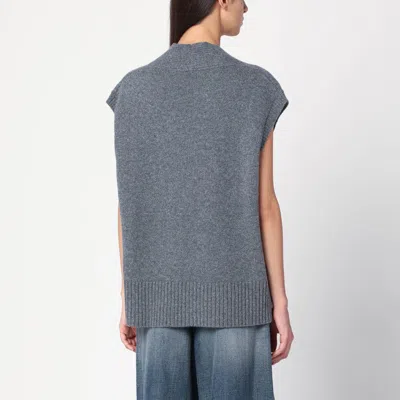 Roberto Collina Oversized Ribbed Wool Vest In Gray