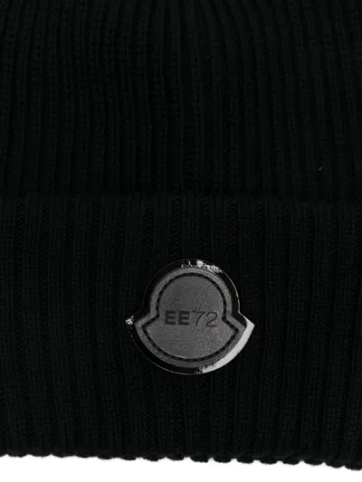 Moncler Genius Logo Wool Beanie In Black