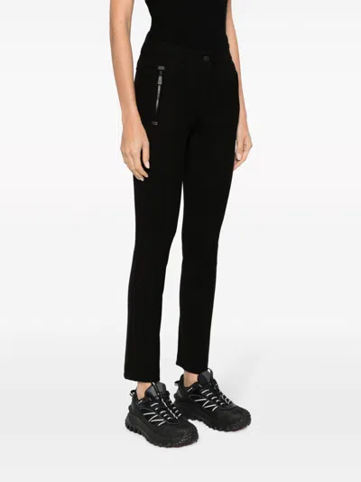 Moncler Slim Fit Stretch Fabric Trousers With Belt Loops And Side Pockets In Black