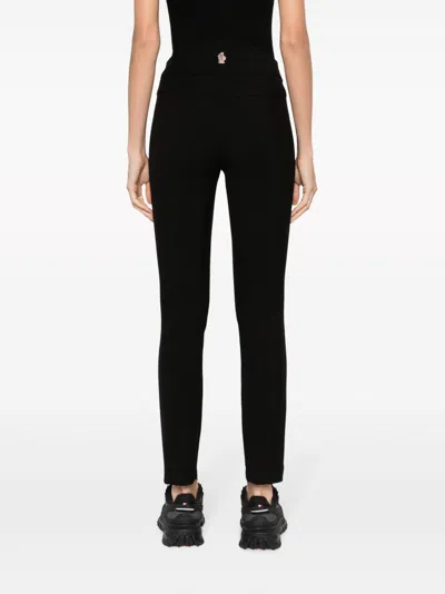 Moncler Slim Fit Stretch Fabric Trousers With Belt Loops And Side Pockets In Black