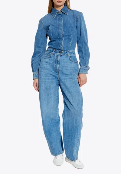 Givenchy Denim Jumpsuit With Shirt Collar In Blue