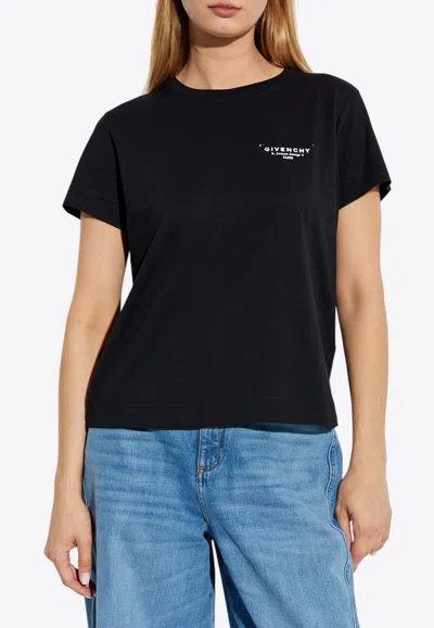 Givenchy Black Crewneck T-shirt With Logo Lettering On Front And Rear In Cotton Woman In Black