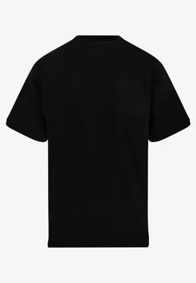 Sacai Crewneck T-shirt With Nylon Inserts In Black