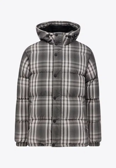 Burberry Hooded Down Jacket Quilted Design In Multi
