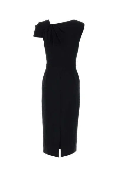 Givenchy Draped-detail One-shoulder Midi Dress In Black