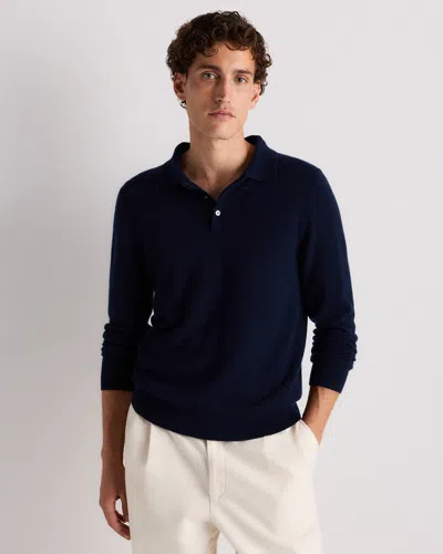 Quince Men's Mongolian Cashmere Polo Sweater In Blue