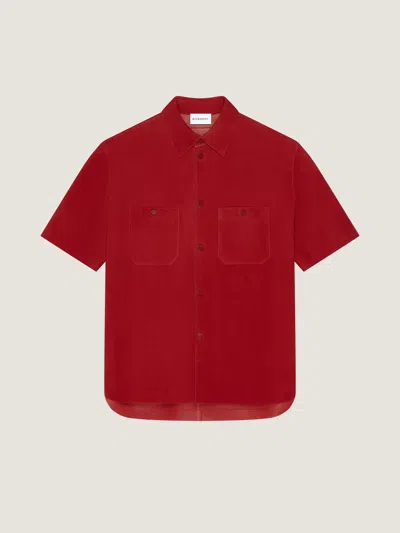 Givenchy Couture Seam Overshirt In Suede In Red