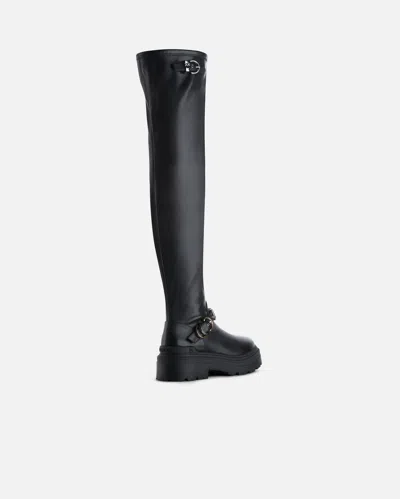 Pinko Thigh-high Boots With Metal Inserts In Black