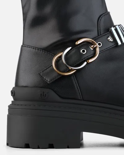 Pinko Thigh-high Boots With Metal Inserts In Black