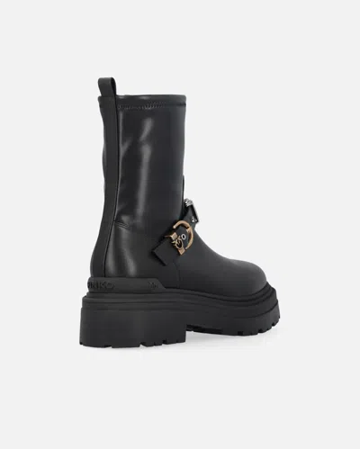 Pinko Booties With Metal Inserts In Black