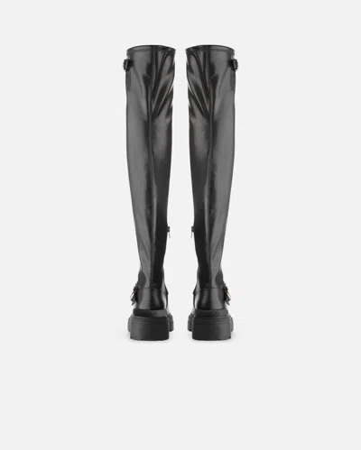 Pinko Thigh-high Boots With Metal Inserts In Black