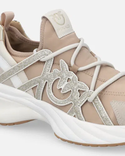 Pinko Glittery Sneakers In Neutral