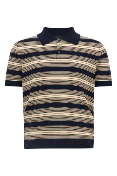 Prada Embroidered Stretch Cotton Blend Polo Shirt In Multi