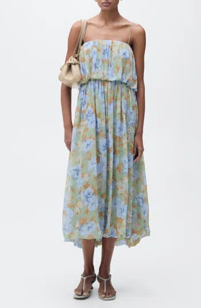 Mango Floral Blouson Sundress In Green