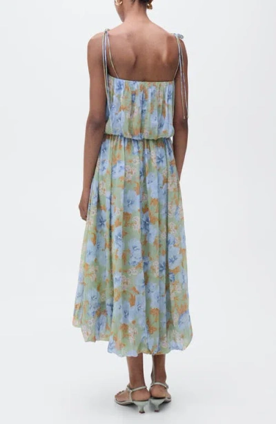 Mango Floral Blouson Sundress In Green