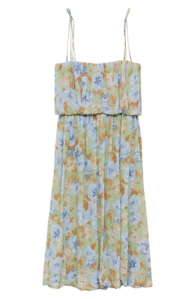 Mango Floral Blouson Sundress In Green