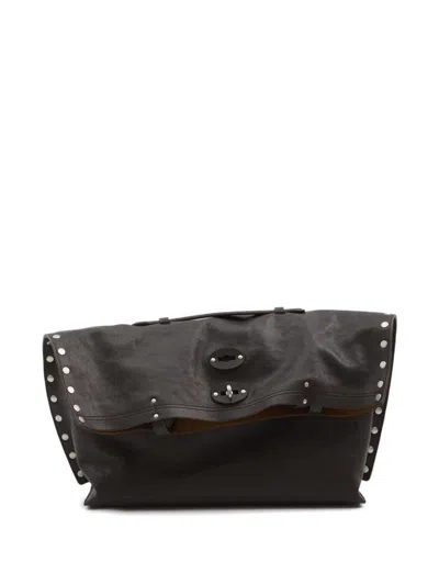 Zanellato Aspasso Tabacco Medium Leather Handbag In Black