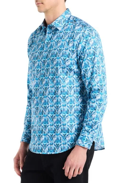 Robert Graham Enzo Geometric Print Button Up Shirt In Blue