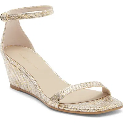 Stuart Weitzman Nudistcurve Wedge Sandal In Gold