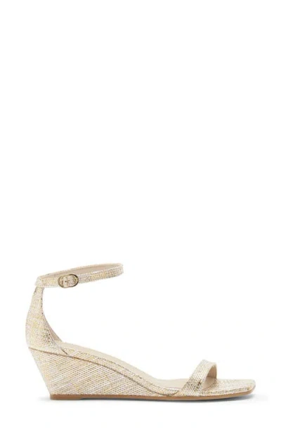 Stuart Weitzman Nudistcurve Wedge Sandal In Gold