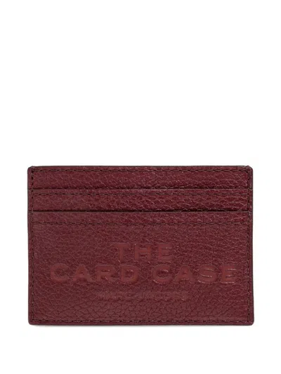 Marc Jacobs The Card Case Grained Leather Card Holder In Burgundy