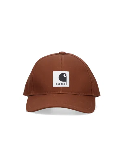 Sacai Carhartt Wip Duck Canvas Baseball Cap In Brown