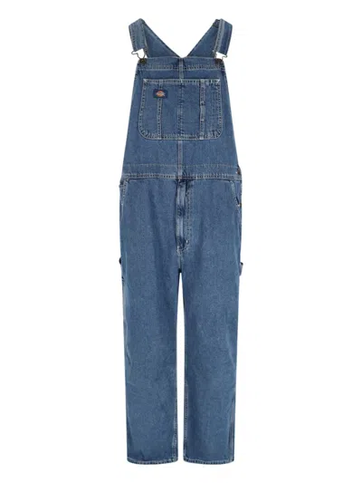 Dickies Denim Dungarees In Blue