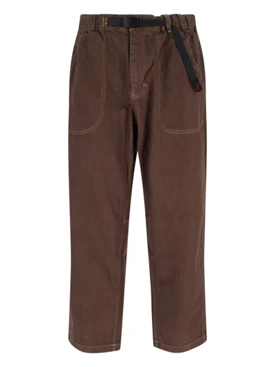 Gramicci Adjustable-waist Topstitched Jeans In Brown