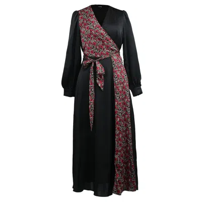 Smart And Joy Women's Black / Red Bi-material Asymetric Long Dress - Black And Red In Multi