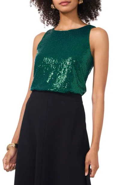 Vince Camuto Sequin Sleeveless Top In Green