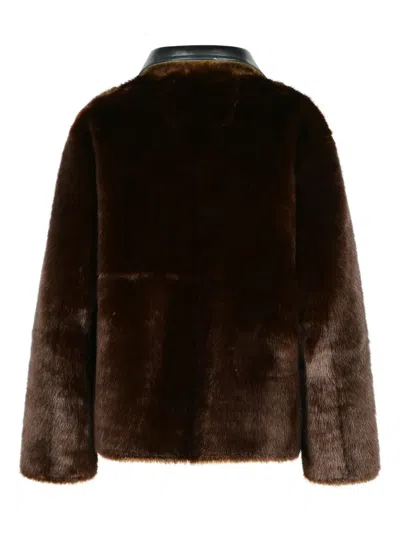 Stand Studio Reversible Jacket With High Collar And Plush Lining In Black